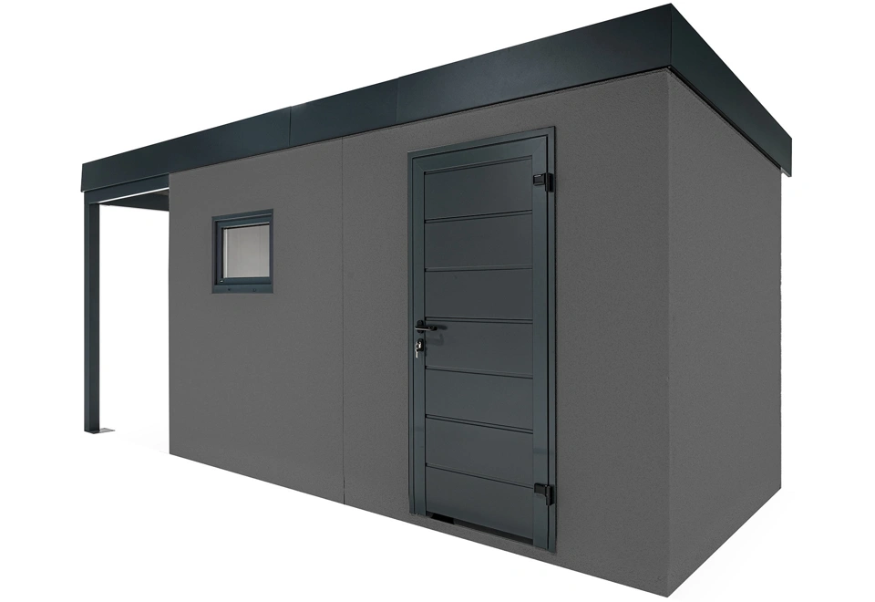 GARDEON® Garden house with Hörmann door and window with carport