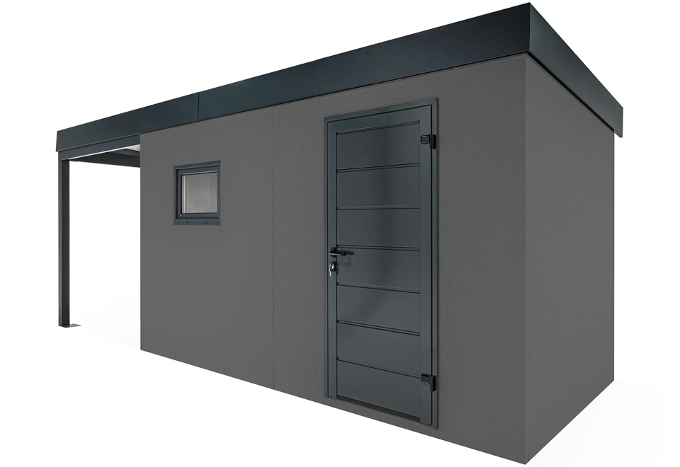 GARDEON® Garden house with Hörmann door and window with carport