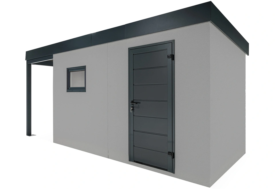 GARDEON® Garden house with Hörmann door and window with carport