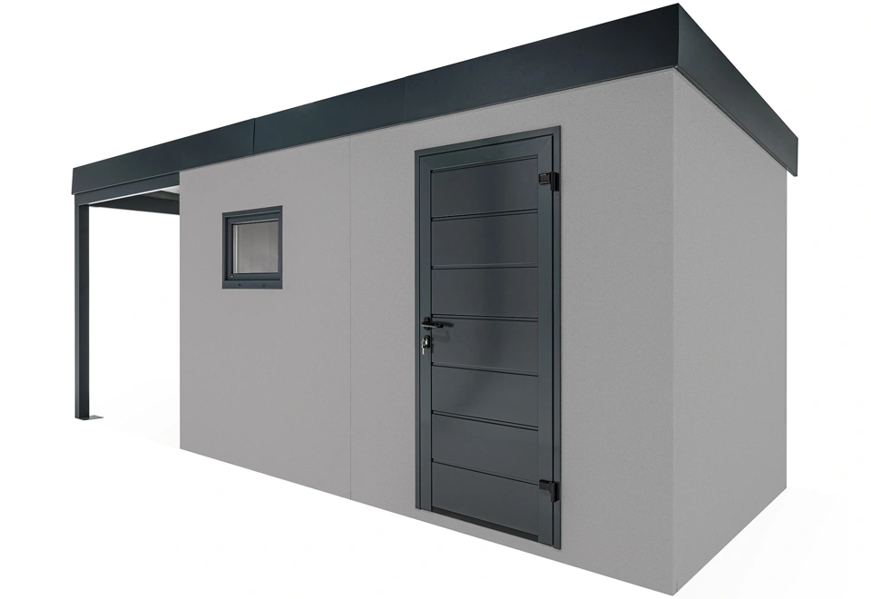 GARDEON® Garden house with Hörmann door and window with carport