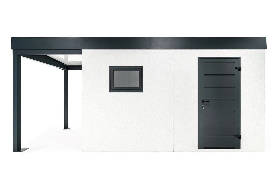GARDEON® Garden house with Hörmann door and window with carport