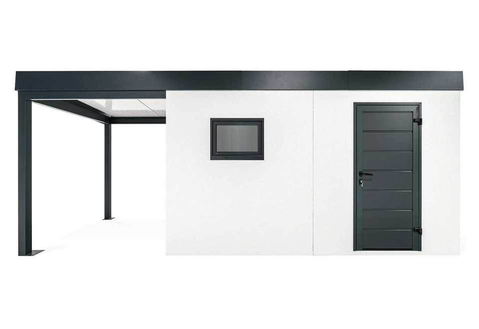 GARDEON® Garden house with Hörmann door and window with carport