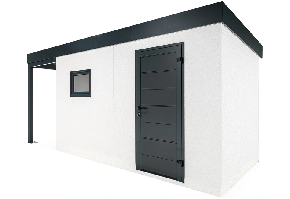 GARDEON® Garden house with Hörmann door and window with carport
