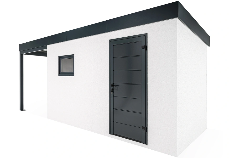 GARDEON® Garden house with Hörmann door and window with carport