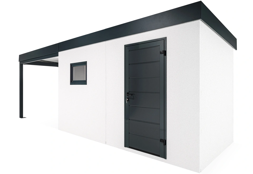 GARDEON® Garden house with Hörmann door and window with carport