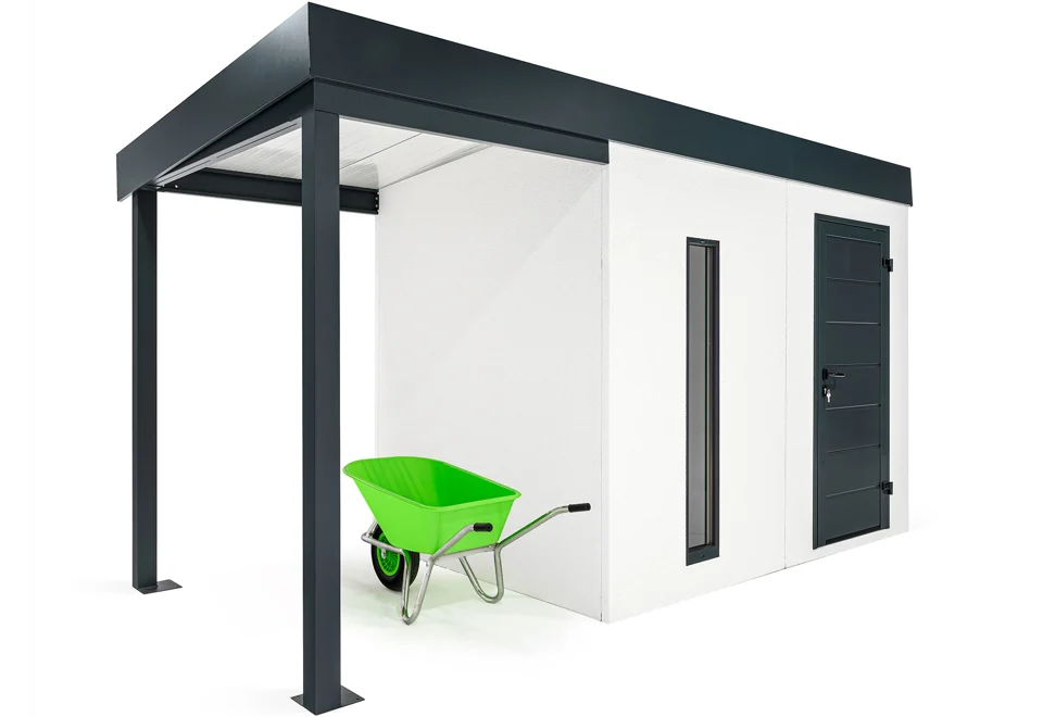 GARDEON® Garden House with Hörmann door, skylight and carport