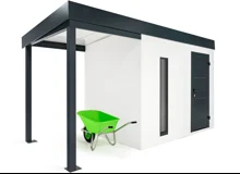 GARDEON® Garden House with Hörmann door, skylight and carport