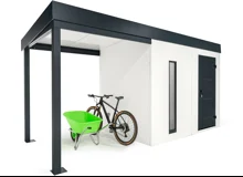 GARDEON® Garden House with Hörmann door, skylight and carport