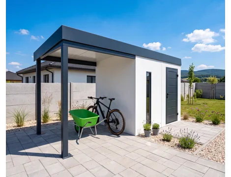 GARDEON® Garden House with Hörmann door, skylight and carport