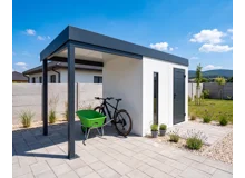 GARDEON® Garden House with Hörmann door, skylight and carport
