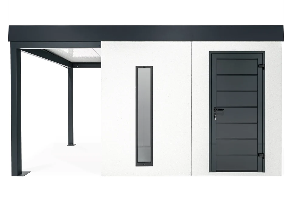 GARDEON® Garden House with Hörmann door, skylight and carport