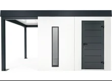 GARDEON® Garden House with Hörmann door, skylight and carport