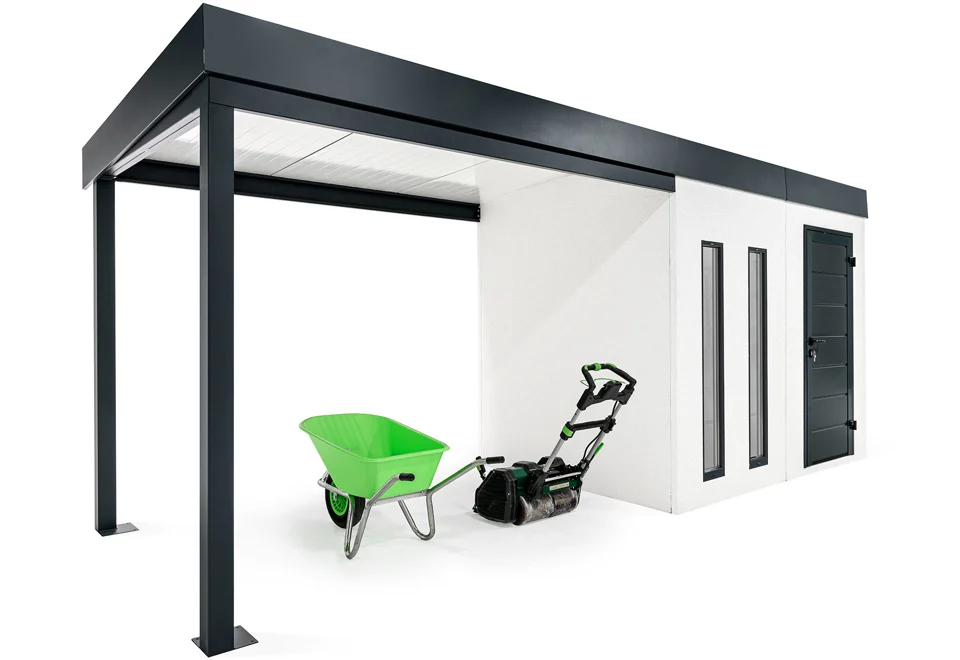 Garden house with two skylights and left carport