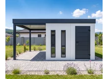 Garden house with two skylights and left carport