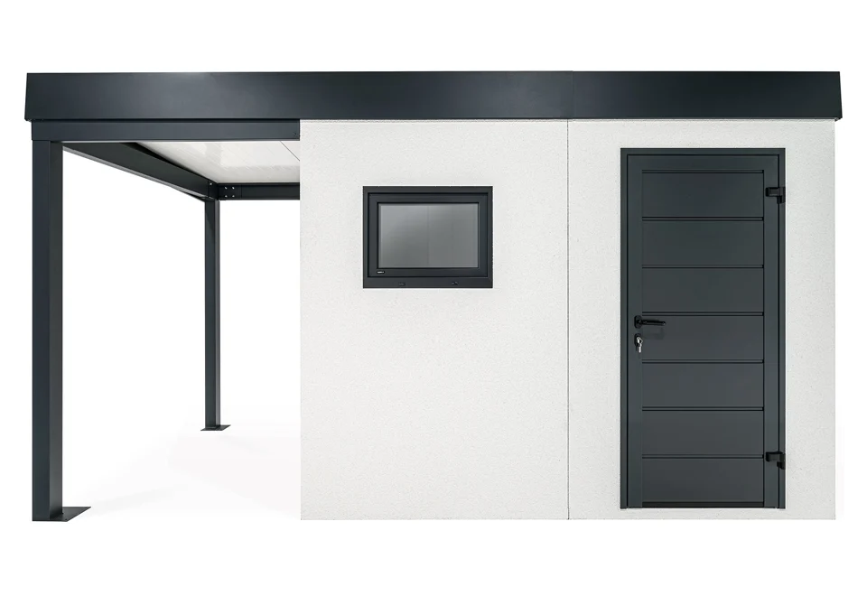 GARDEON® Garden House with Hörmann door, window and carport