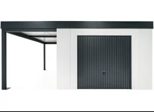 Garden house with Hormann garage door and left carport