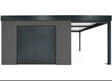 GARDEON® Garden House with safety garage door and carport