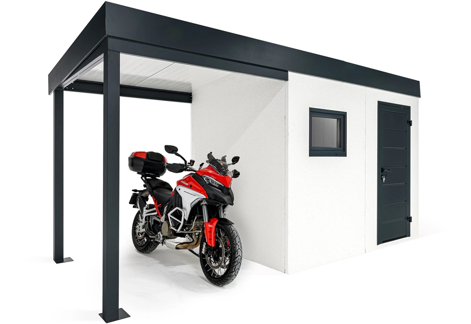 Garden house with carport and window