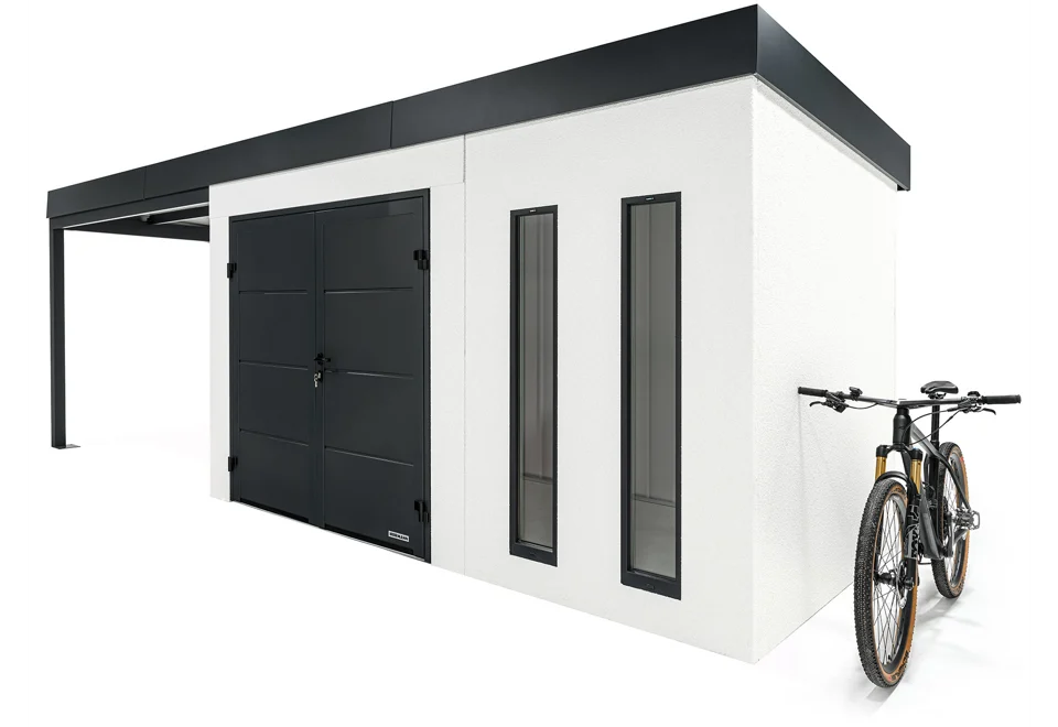 Garden house with double door and two skylights and gazebo