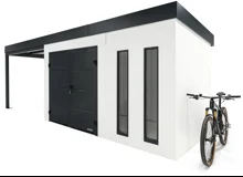 Garden house with double door and two skylights and gazebo