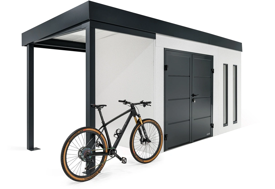 Garden house with double door and two skylights and gazebo