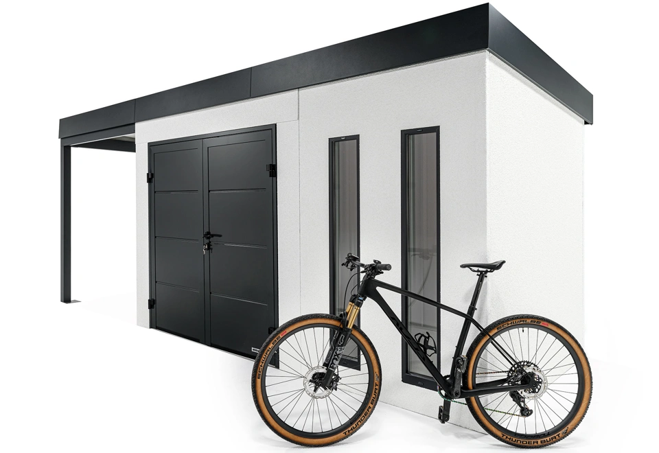 Garden house with double door and two skylights and gazebo