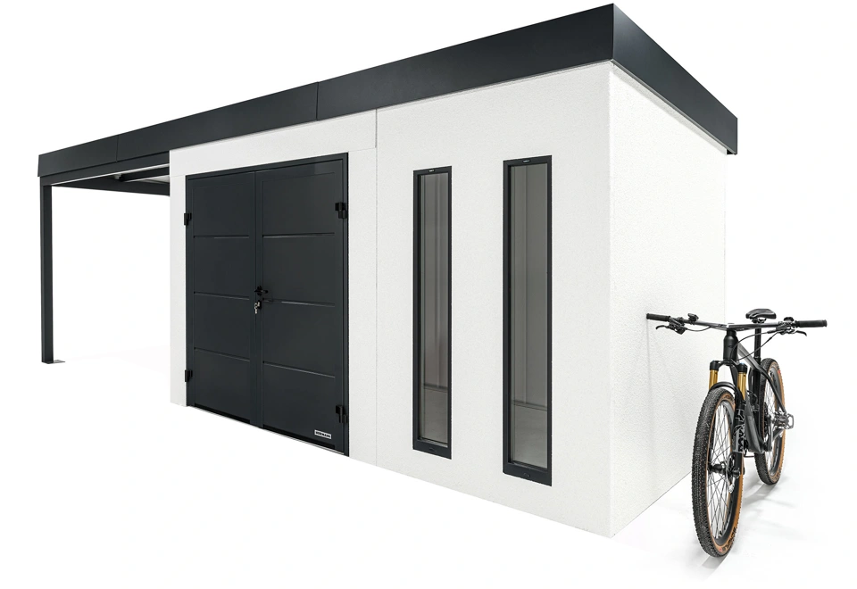 Garden house with double door and two skylights and gazebo