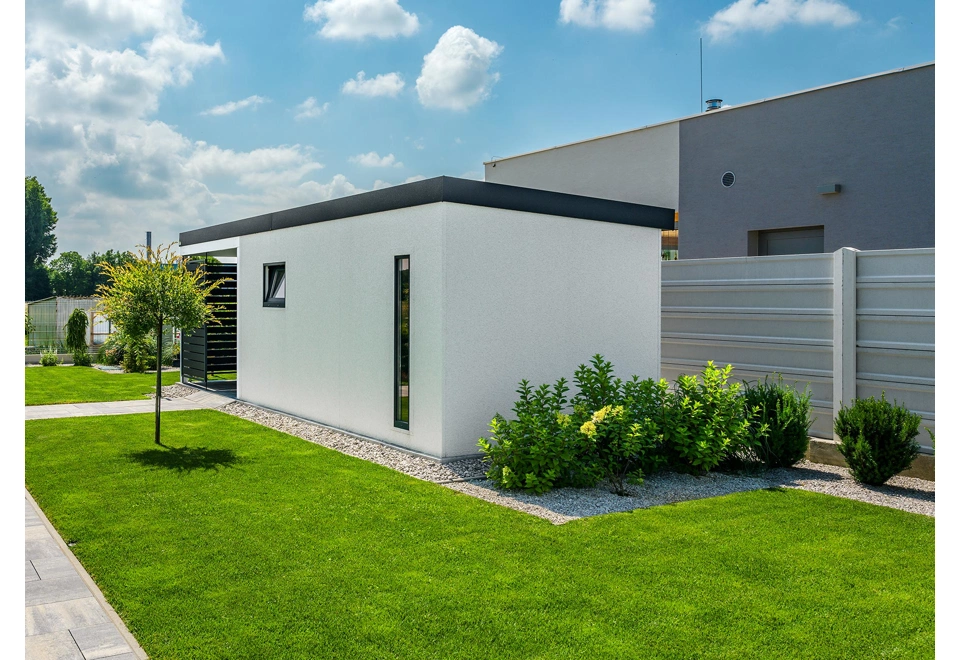 GARDEON® House with left carport, door, window and skylight