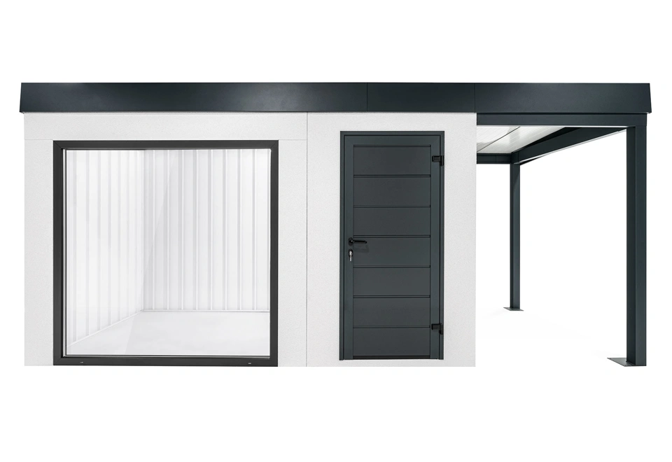 Garden house with panoramatic window