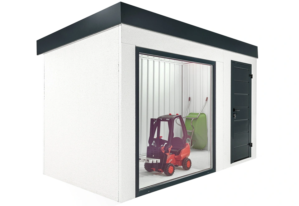 Garden house with panoramatic window