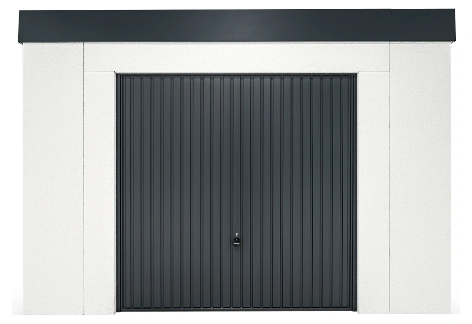 Garden house with Hormann safety garage door