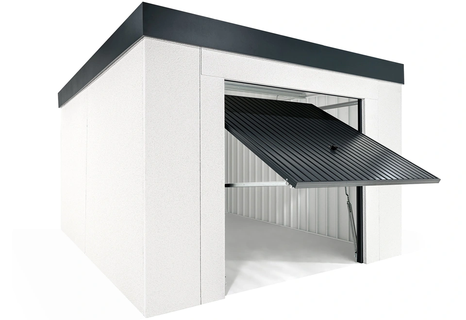 Garden house with Hormann garage door