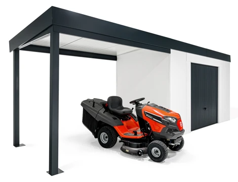 GARDEON® House with safety garage door with left carport