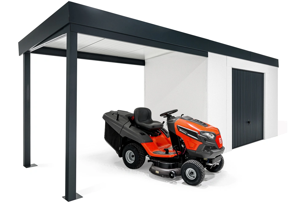 GARDEON® House with safety garage door with left carport