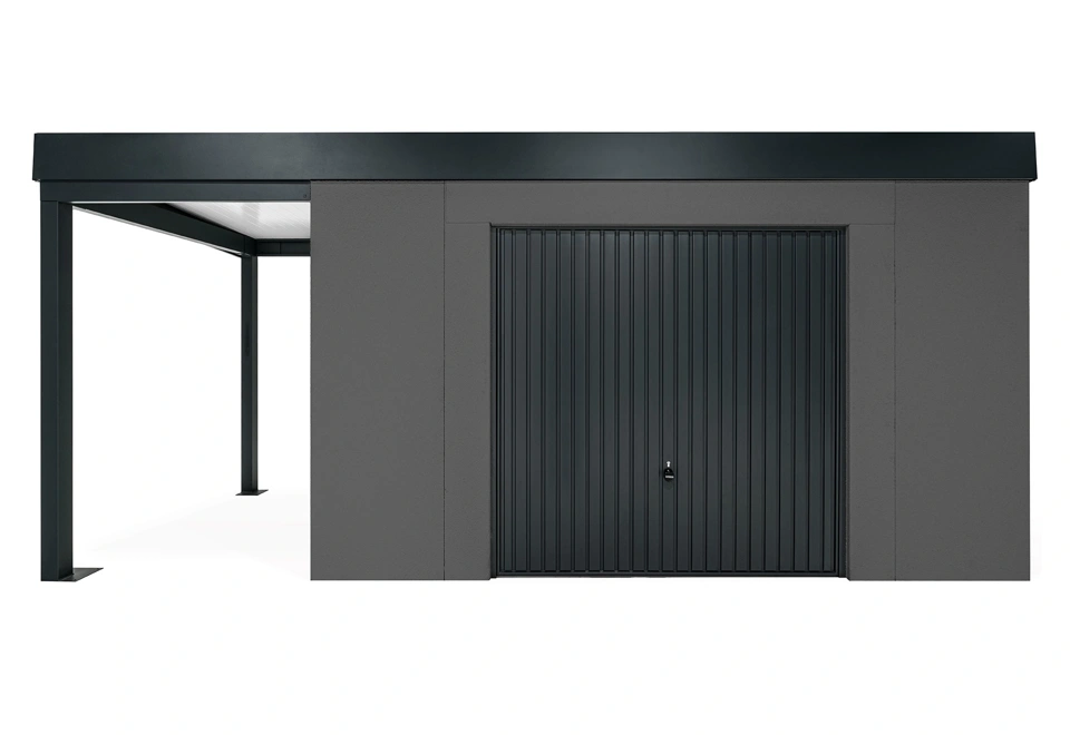 GARDEON® House with safety garage door with left carport