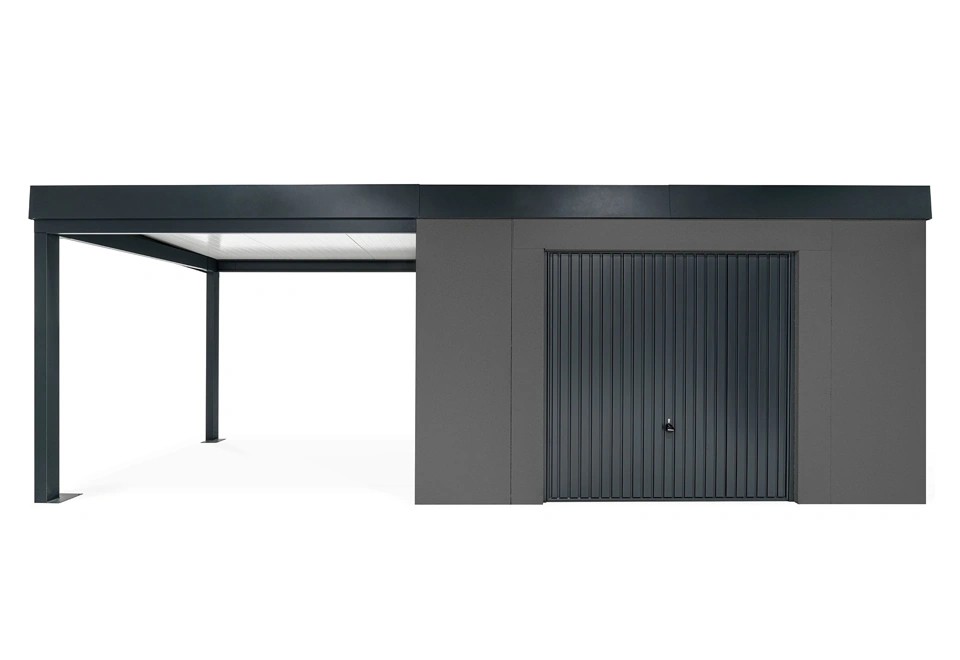 GARDEON® House with safety garage door with left carport