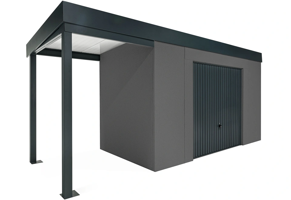 GARDEON® House with safety garage door with left carport