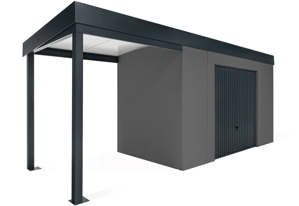 GARDEON® House with safety garage door with left carport