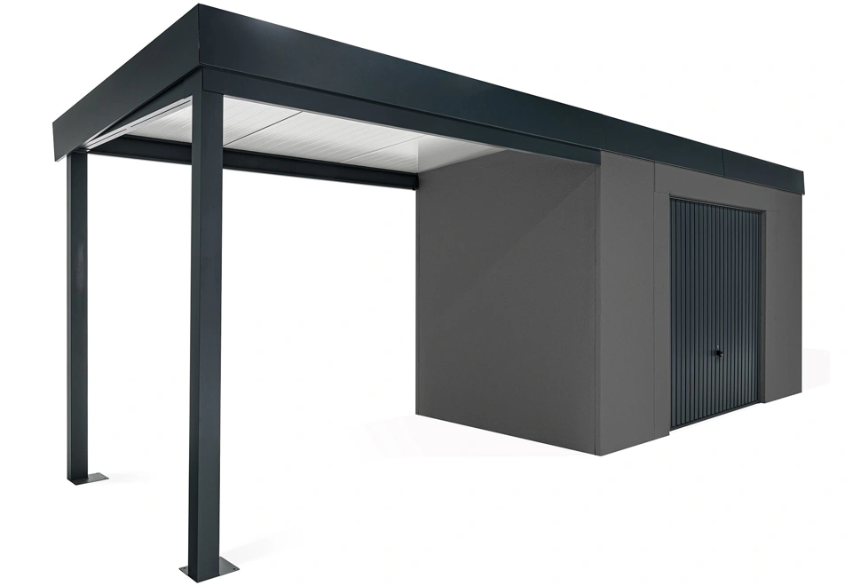 GARDEON® House with safety garage door with left carport