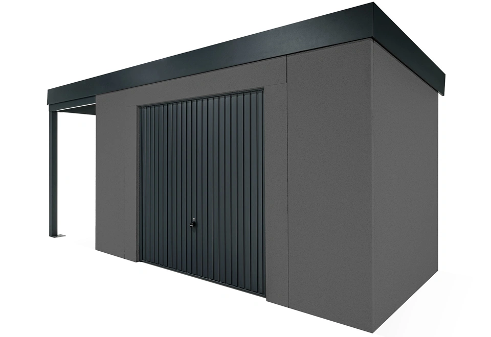 GARDEON® House with safety garage door with left carport