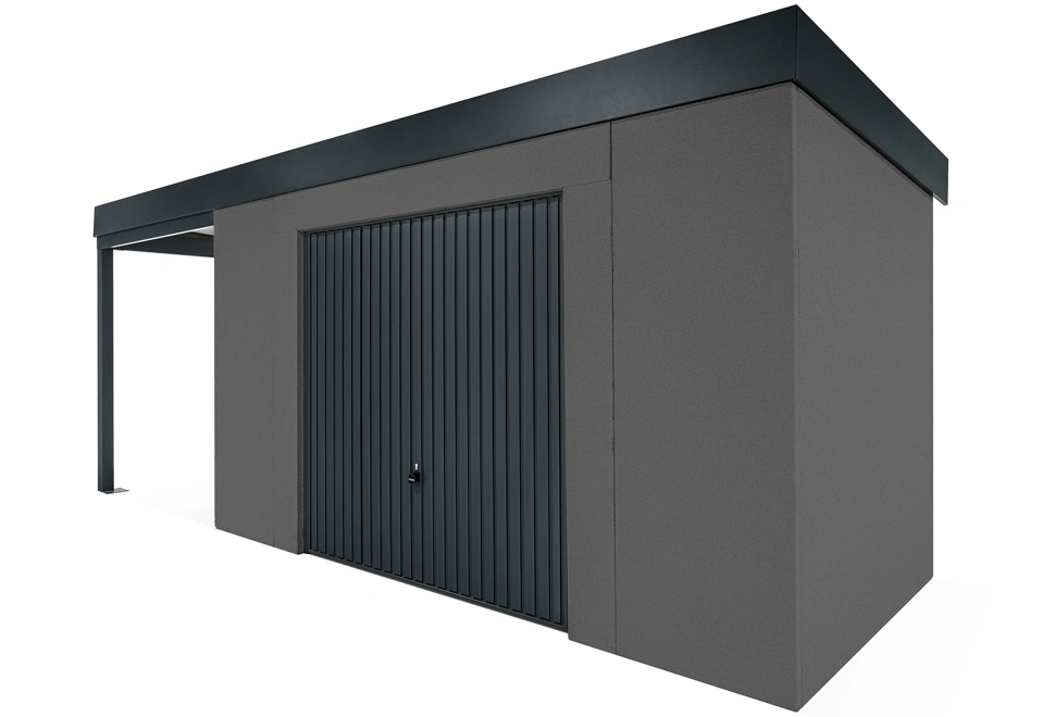 GARDEON® House with safety garage door with left carport