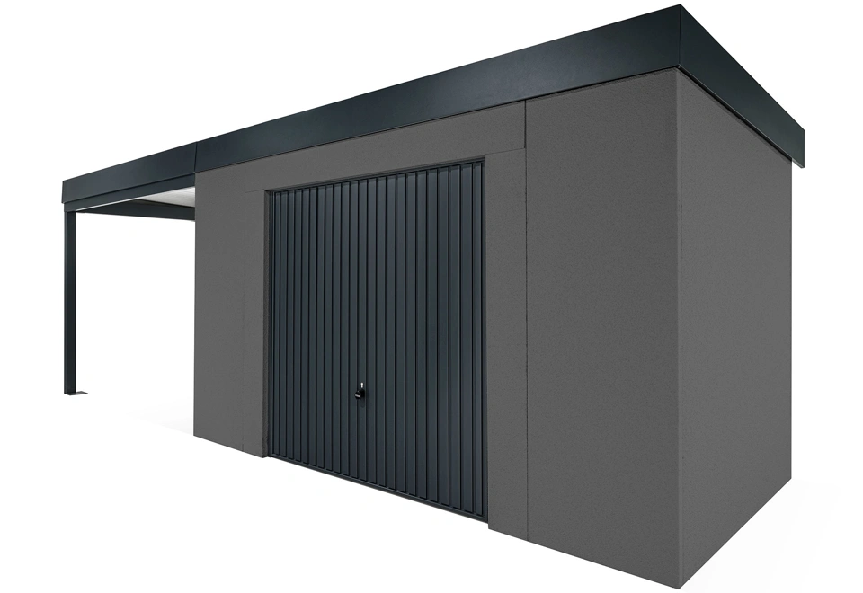 GARDEON® House with safety garage door with left carport