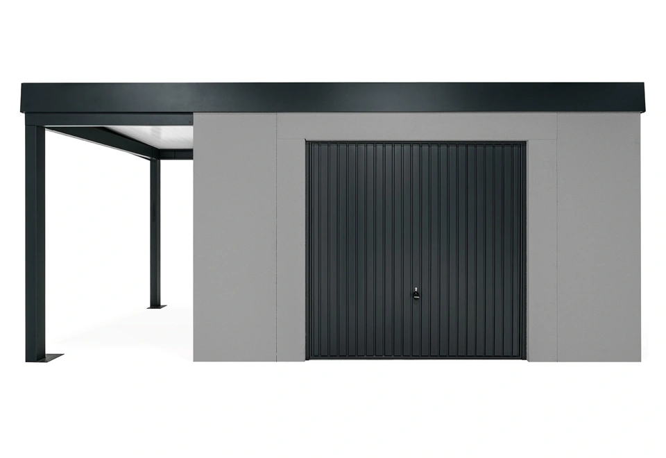 GARDEON® House with safety garage door with left carport