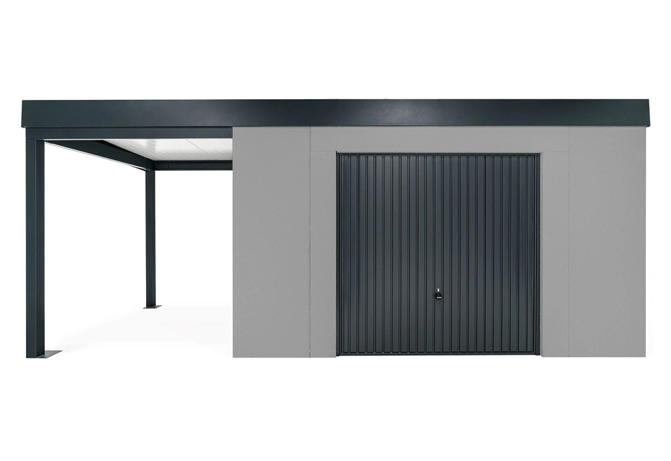 GARDEON® House with safety garage door with left carport