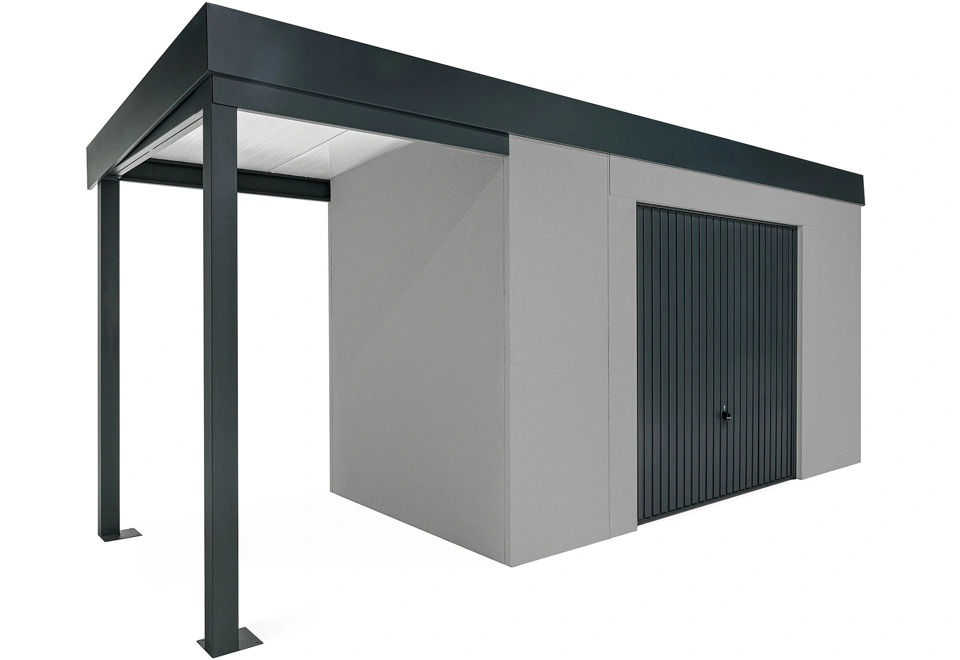 GARDEON® House with safety garage door with left carport