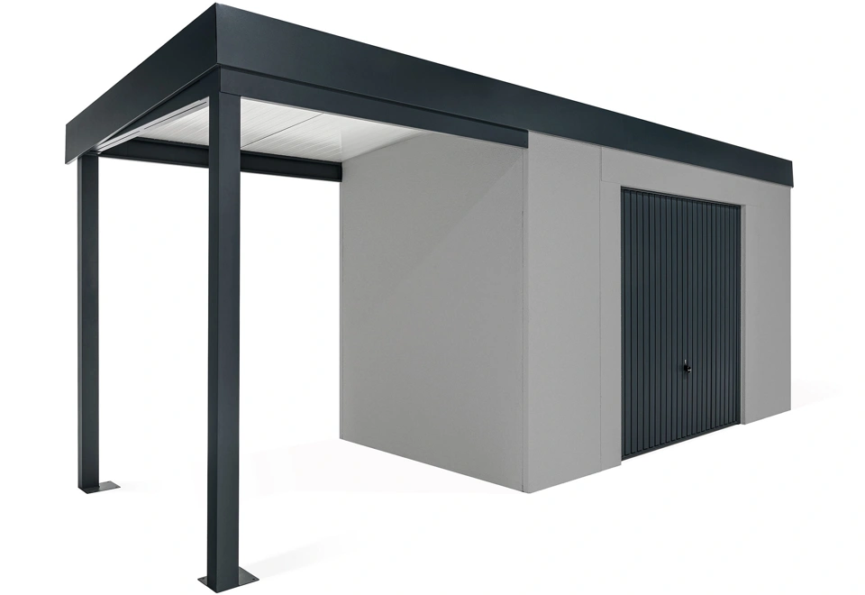 GARDEON® House with safety garage door with left carport