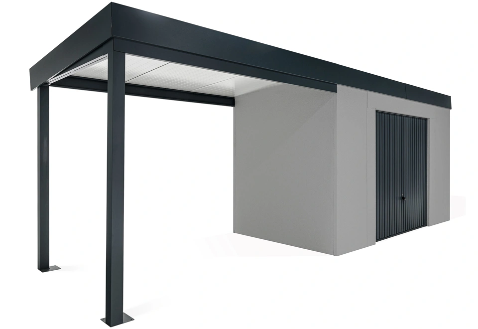 GARDEON® House with safety garage door with left carport