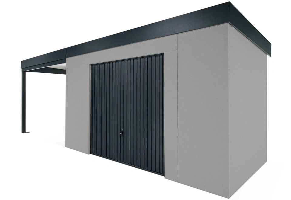 GARDEON® House with safety garage door with left carport