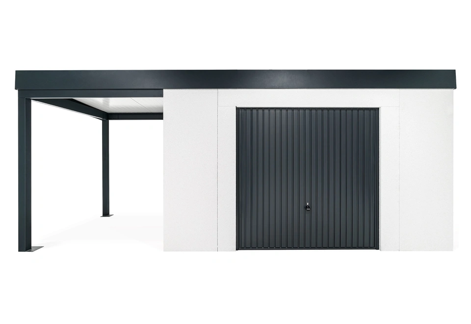 GARDEON® House with safety garage door with left carport