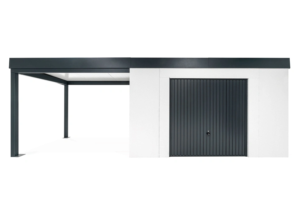GARDEON® House with safety garage door with left carport